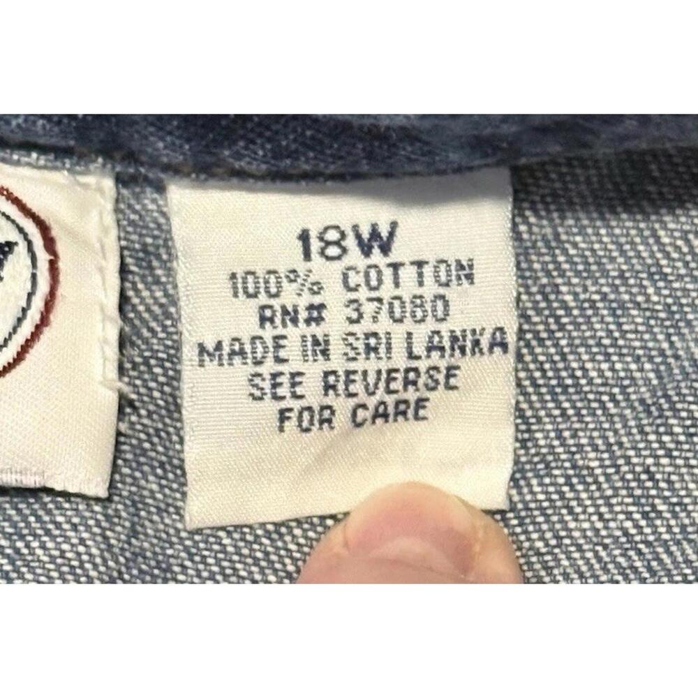 Carolina Blues plus Women's Red Corduroy Collar Denim Shirt 18W - Picture 3 of 10